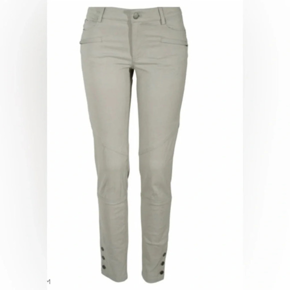 Peruvian connection size 2 Moto White sand pants  ankle buttons zipper - Picture 1 of 11
